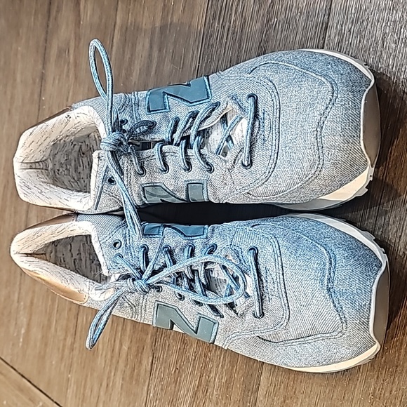 New Balance 574 Heather Denim with Rose Gold Metallic Women's 10 - Picture 2 of 6